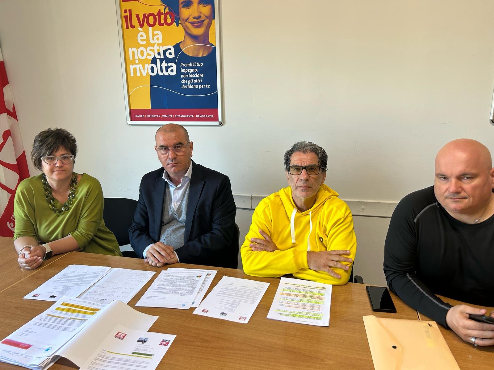 Il Bando Home Care Premium Smantella Servizi Essenziali 1 Foto Conferenza Stampa FP Cgil da sx Di Giosaffatte Di Giovanni Ferrante Sanso